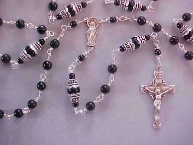 handmade boys first communion rosary with black obsidian handmade boys first communion rosary with black obsidian
