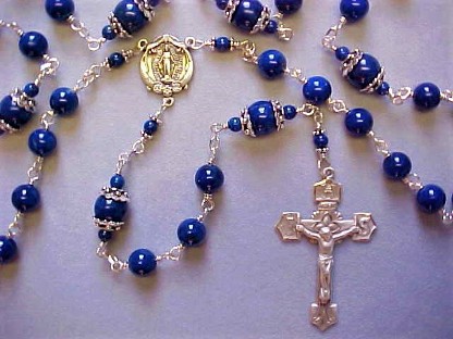 sterling silver wire wrapped lapis lazuli rosary