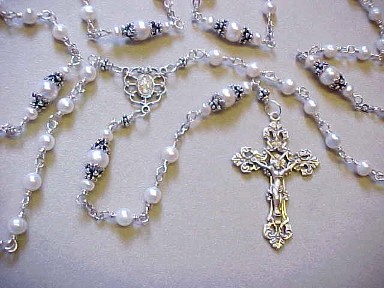 handmade girls first communion rosary wire wrapped in sterling silver with white freshwater pearls handmade girls first communion rosary wire wrapped in sterling silver with white freshwater pearls