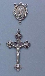 sterling silver Our Lady of Guadalupe center and 4 roses crucifix